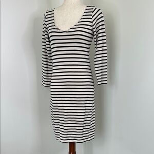 Abercrombie & Fitch Navy and White Stripe V-Neck Bodycon Dress
